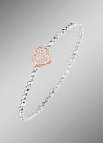 Kugelketten-Armband aus Silber 925/- fein mit Zirkonia-Herz 