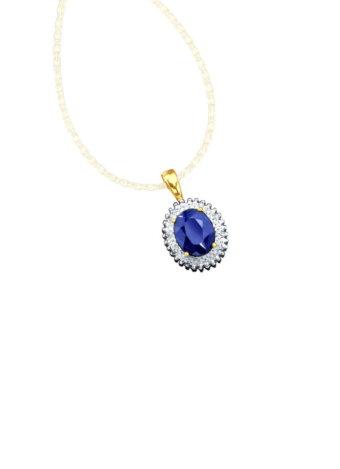 Anh&auml;nger mit echten Diamanten und echt blauem Safir 