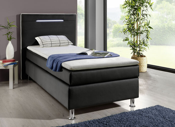 Boxspringbett mit LED-Beleuchtung SCHWARZ