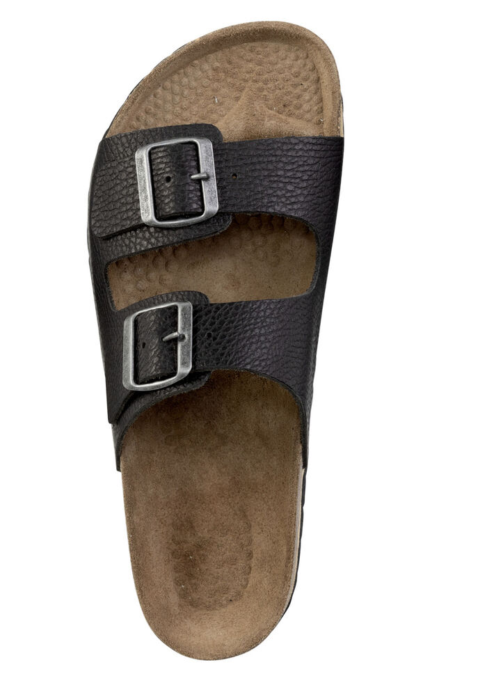 GINO GALANTE, klassische Herren-Pantoletten, Weite H, aus Leder SCHWARZ