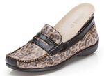 Slipper mit rassigem Leo Print SCHWARZ-CAMEL