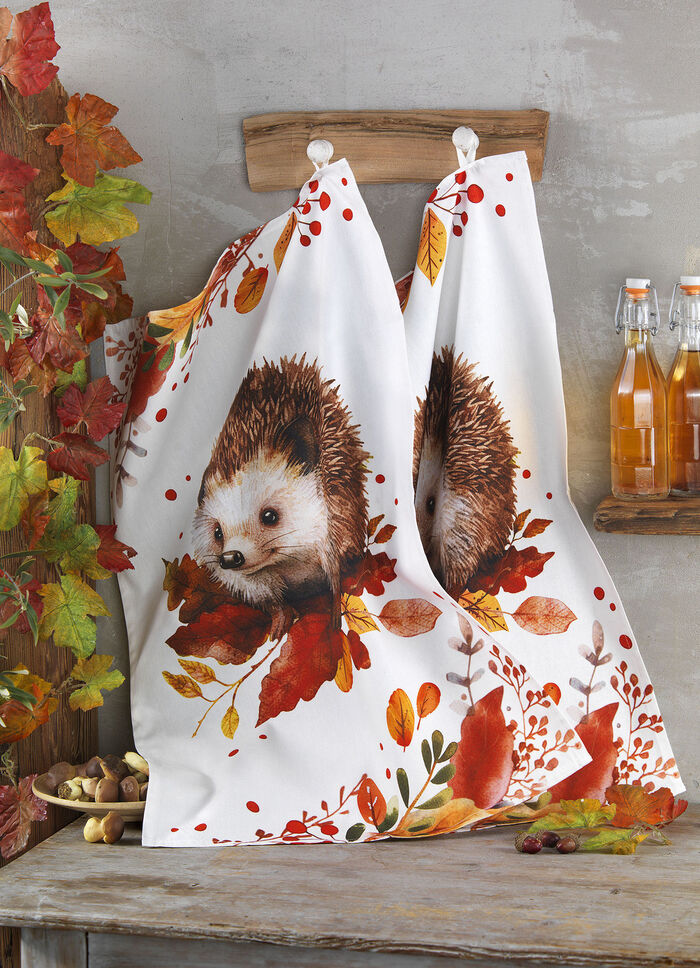 Herbstliche Geschirrtücher aus Baumwolle, 2er-Set 