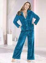 Lounge-Anzug von Laurina mit durchgeknöpftem Oberteil 