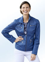 Lederkurzjacke mit Rei&szlig;verschluss-Taschen 