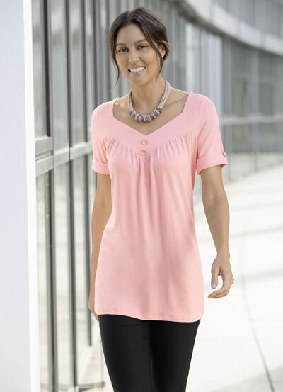 Tunika mit V-Ausschnitt in 2 Farben 