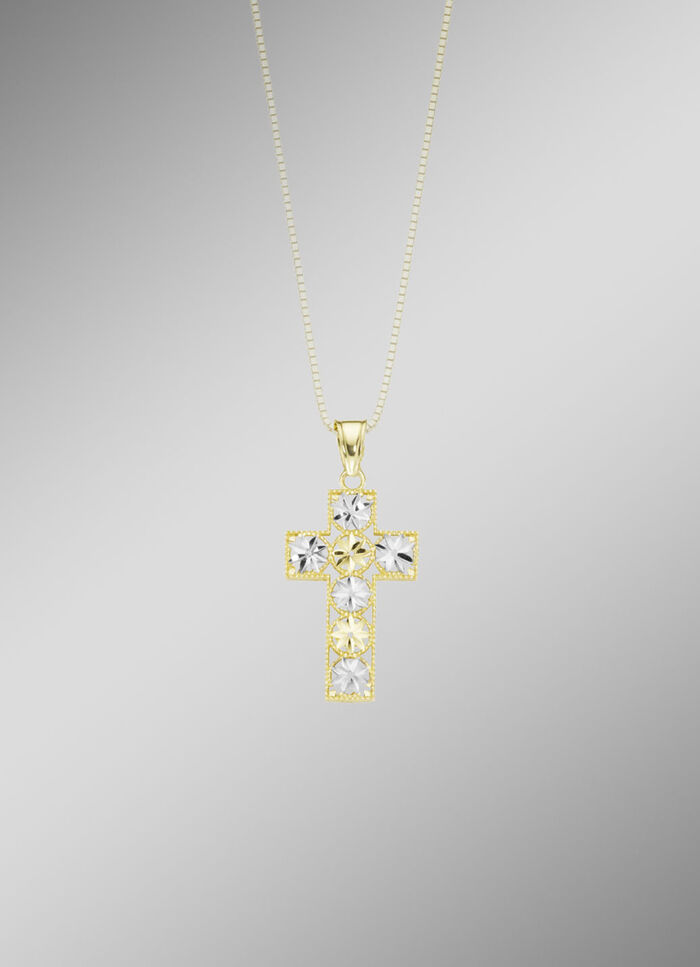 Filigraner Kreuz-Anh&auml;nger in Bicolor 