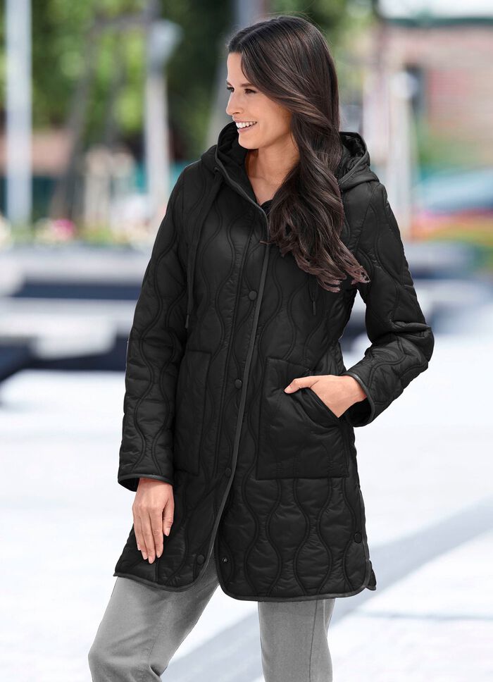 Longjacke mit ansprechendem Stepp SCHWARZ