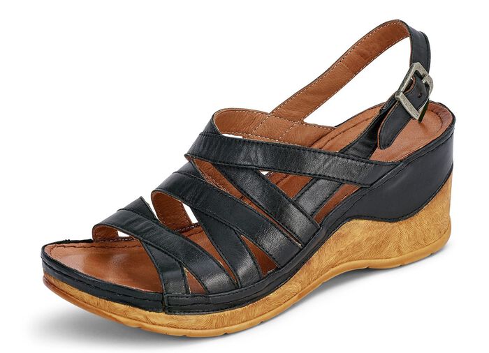 Gemini Riemchen-Sandalette aus weichem Leder SCHWARZ
