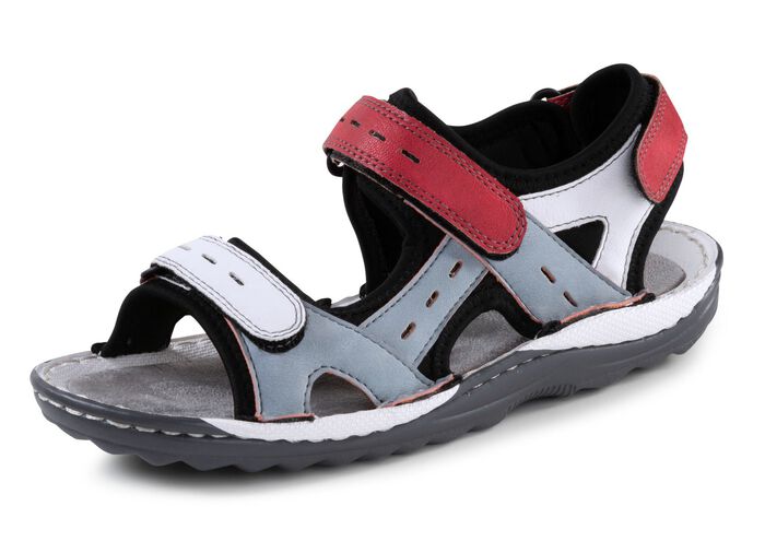 ELENA EDEN, sportliche Damen-Trekkingsandalen, Weite G, mit Klettverschluss BLEU-WEISS-ROT