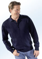 Polopullover mit kurzer Knopfleiste in 3 Farben MARINE