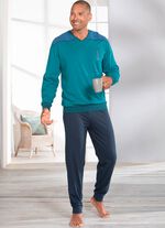 Schlafanzug mit V-Ausschnitt und B&uuml;ndchenabschl&uuml;ssen 