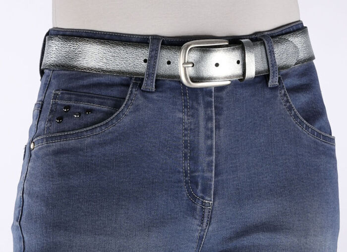 Trendiger Damen-Gürtel, aus Leder, 3,5 cm breit HELLGRAU