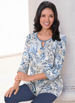 Pullover in Feinstrick ECRU-BLEU-MULTICOLOR