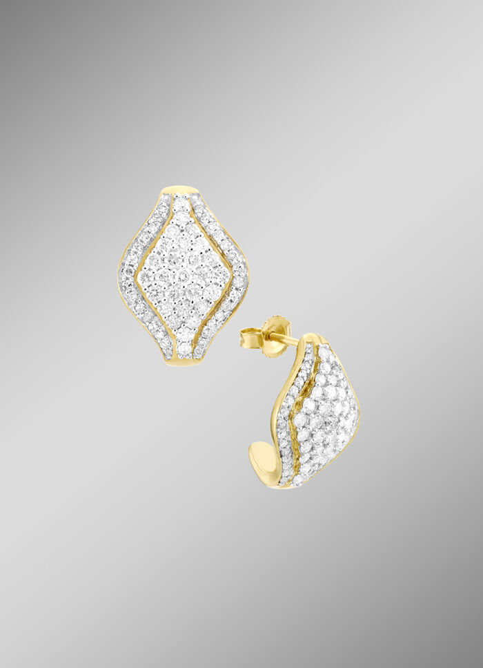 Stark ausgefasste Ohrstecker mit Brillanten 