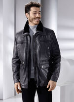 Lederjacke mit abtrennbarem Webpelzkragen 