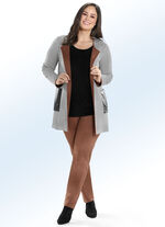 Longjacke mit Hahnentritt-Dessin 