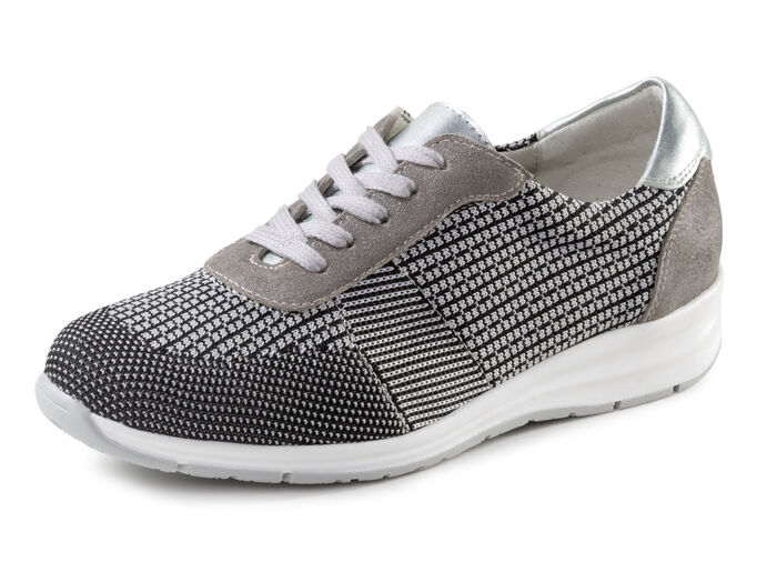 ELENA EDEN Schnürschuh mit Leder-Besätzen SCHWARZ-WEISS-TAUPE