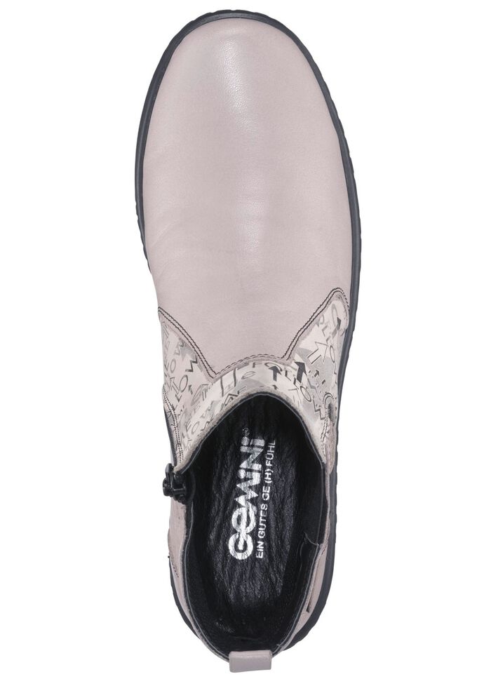 Gemini Stiefelette aus teilweise bedrucktem Rind-Nappaleder KIESEL