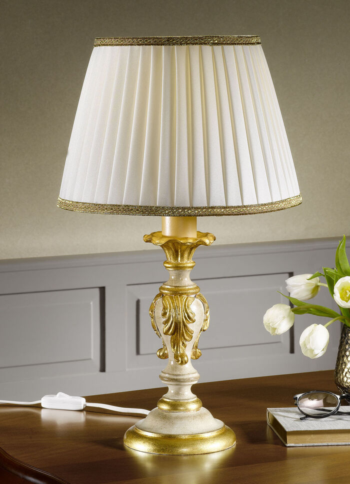 Tischleuchte mit echt Blattgold CREME-GOLD