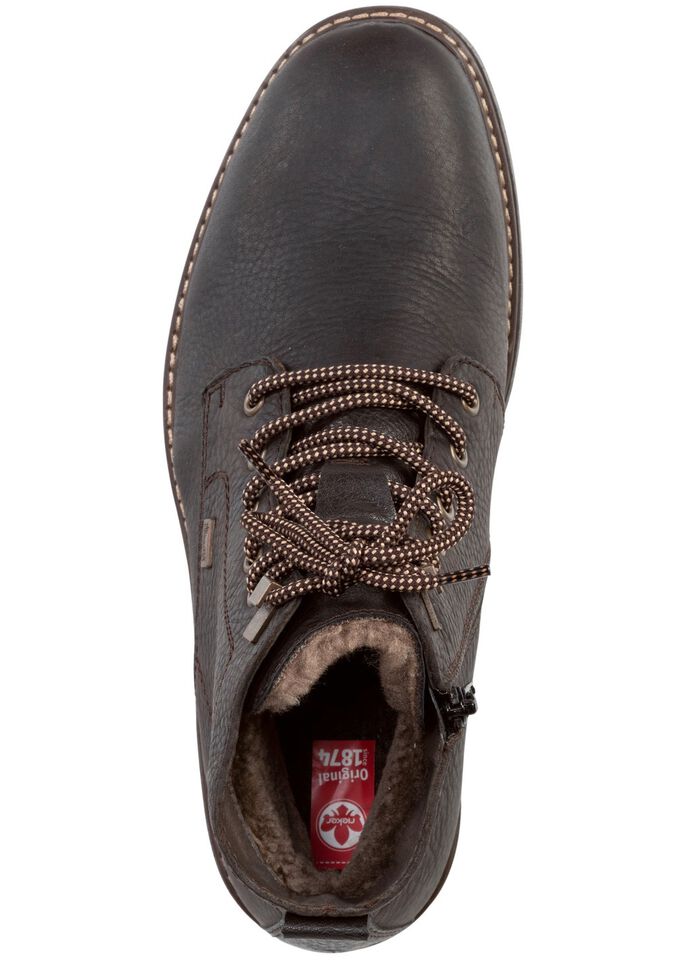 Rieker Schn&uuml;r-Boot mit Warmfutter aus Lammfell und Pl&uuml;schmaterial DUNKELBRAUN