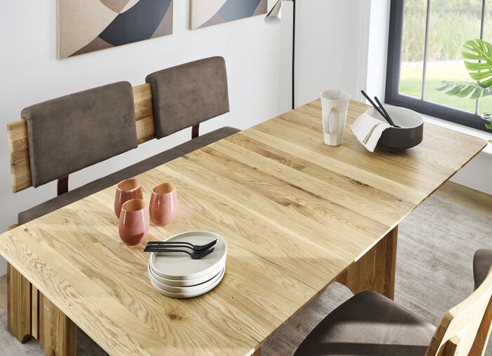 Bankgruppe mit Gestell aus massiver, geölter Eich EICHE-DUNKELBRAUN