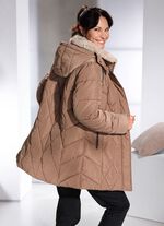 Jacke mit Kunstpelz-Besatz am Kragen 