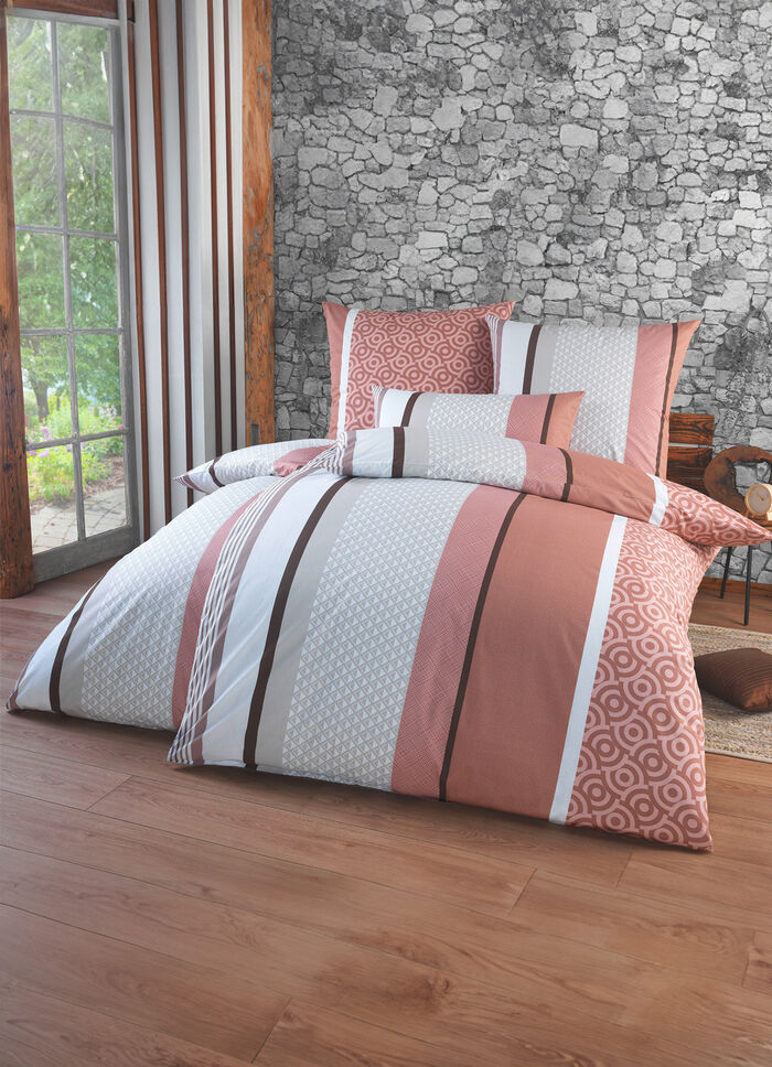 Beidseitig bedruckte Bettwäsche-Garnitur in Renforcé- Qualität BRAUN