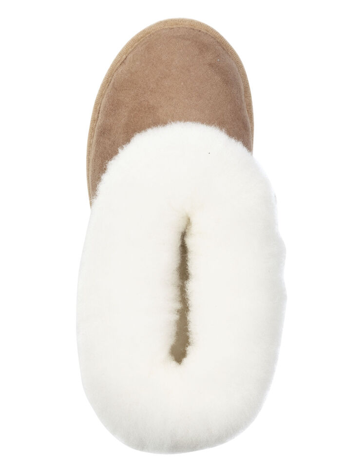 ELENA EDEN, warme Damen-Hausschuhe, Weite G, mit Lammfell TABAKBRAUN