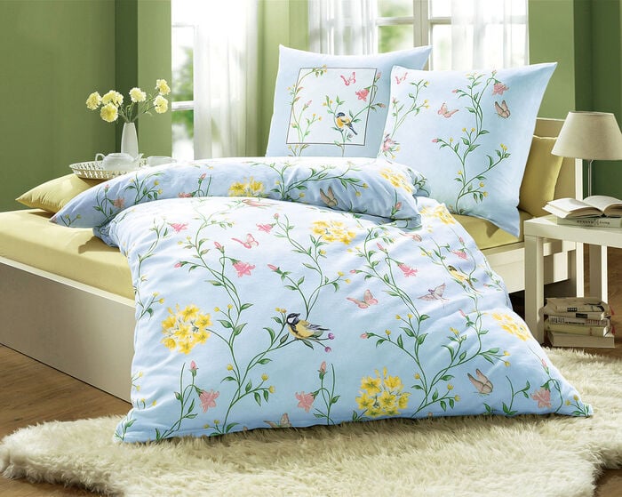 "Dobnig" Bettw&auml;sche-Garnitur in Biber oder Satin Qualit&auml;t BLAU