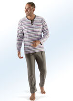 Zweierpack Schlafanz&uuml;ge mit Knopfleiste und garngef&auml;rbtem Ringeldessin 