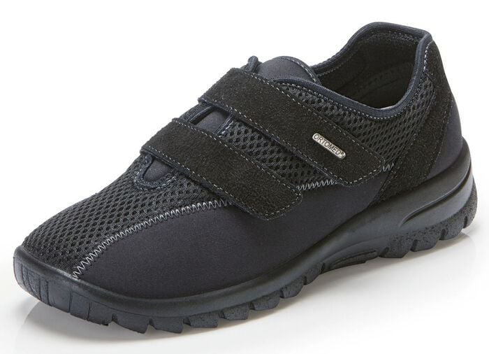 Bequeme Damen-Klettschuhe, Weite H, mit herausnehmbarem Fu&szlig;bett SCHWARZ