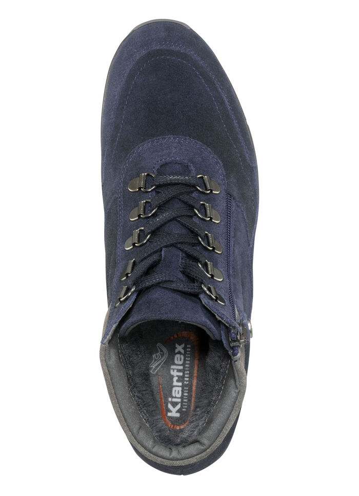 Schnür-Bootie mit praktischem Seiteneißverschluss BLAU-GRAU