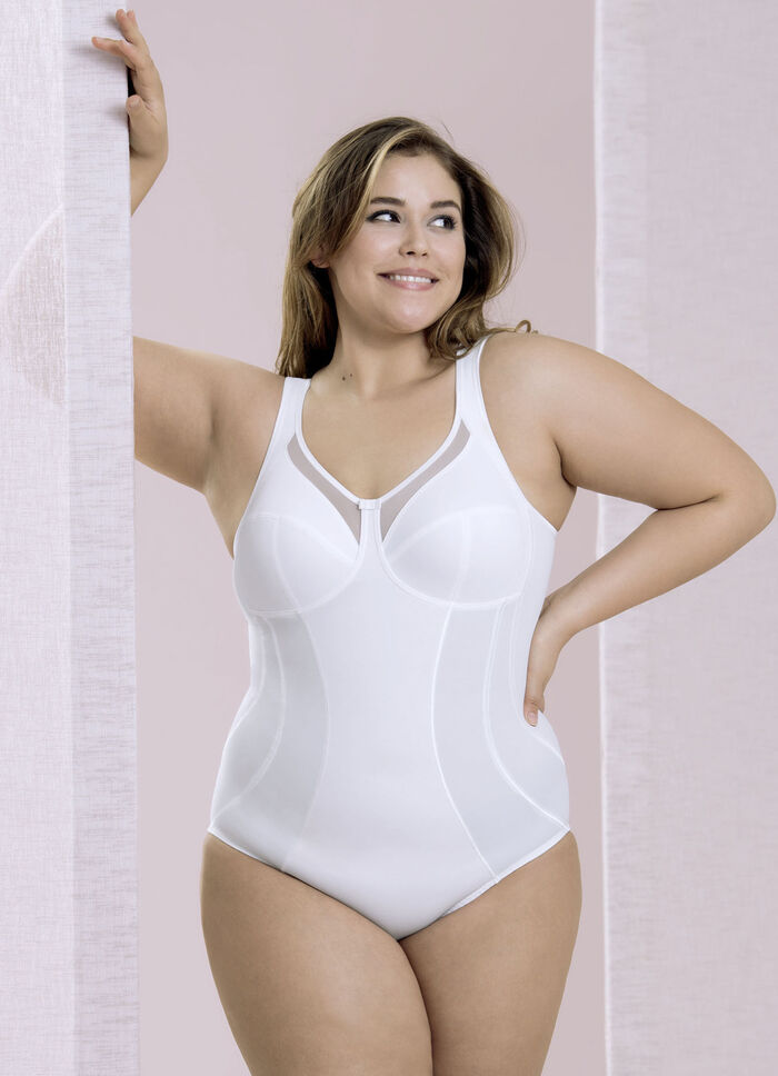 Anita Hosenkorselett mit transparenten T&uuml;lleins&auml;tzen WEISS