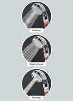 Wasserspar-Duschkopf und Wassersparer 