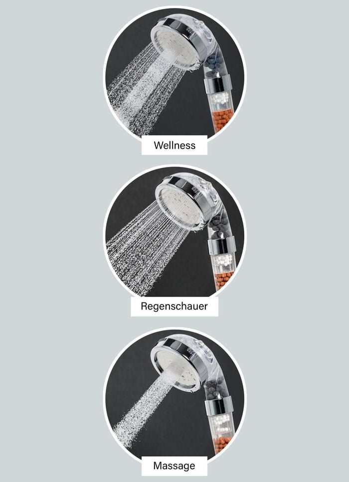 Wasserspar-Duschkopf und Wassersparer 