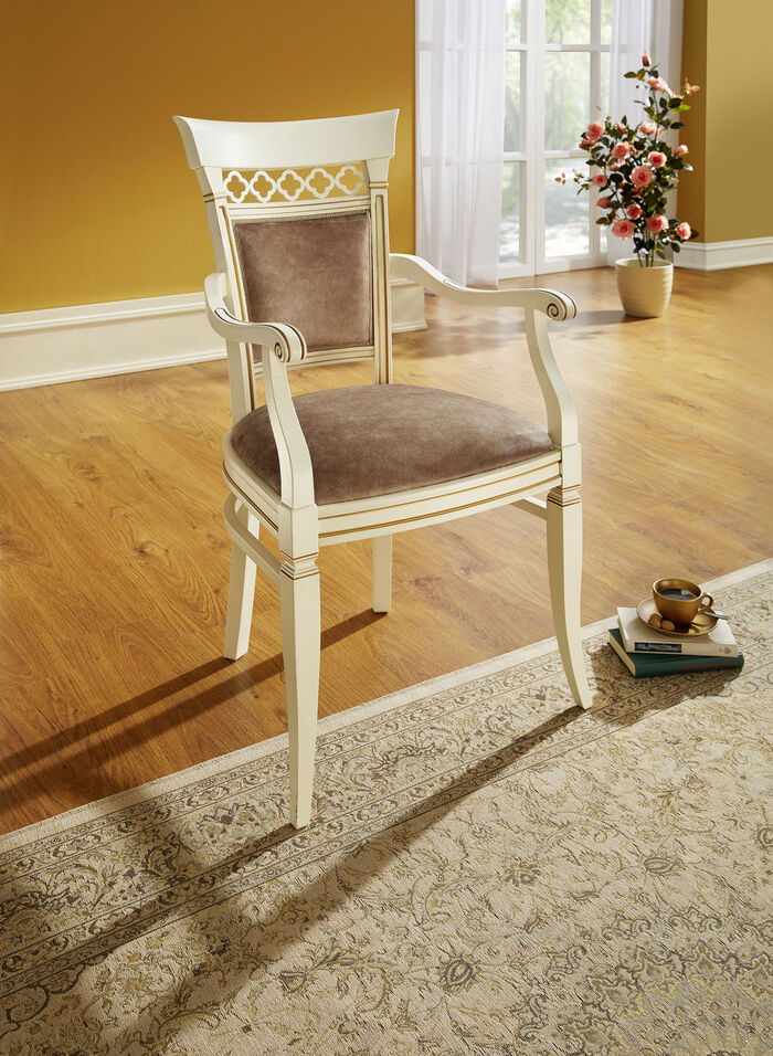 Stilsichere Sitzmöbel auf massivem Buchengestell CREME-BRAUN