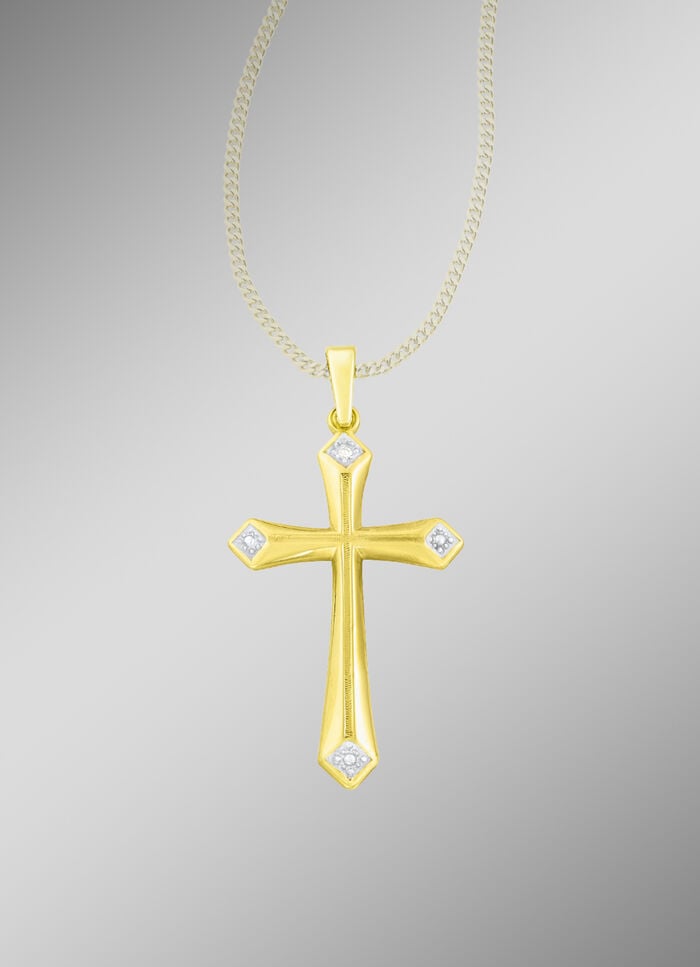 Kreuz-Anhänger mit Diamant 
