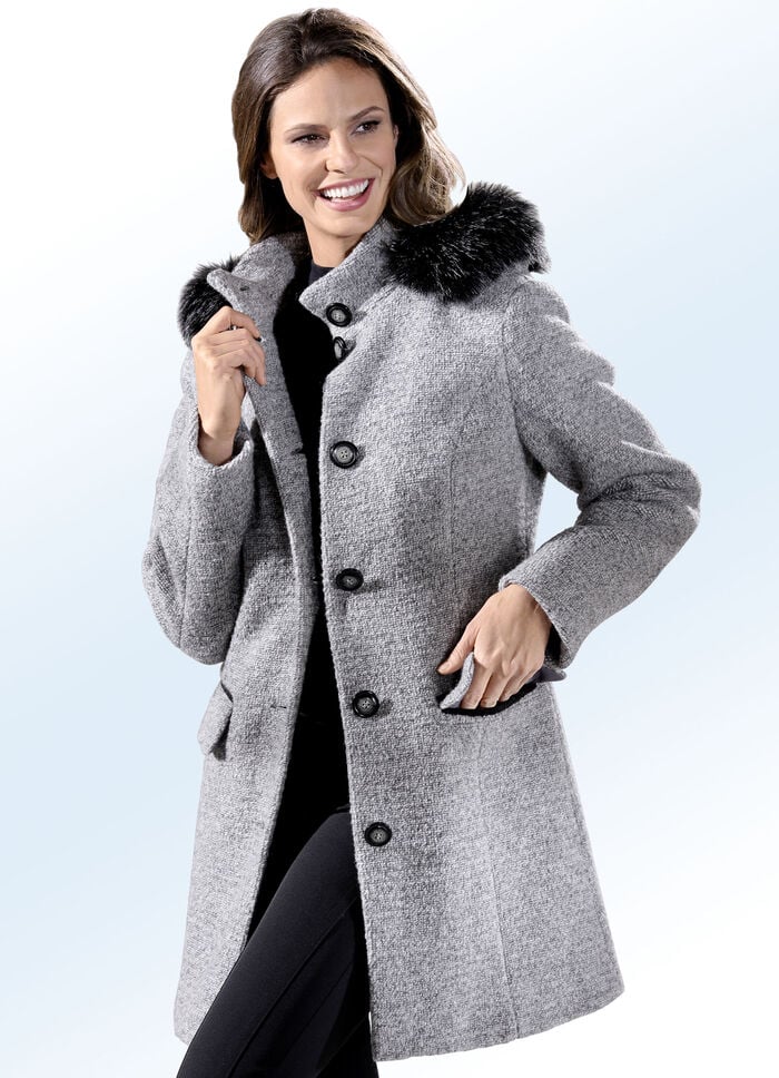 Kurzmantel mit abnehmbarer Kapuze 