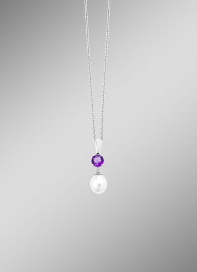 Anhänger mit Süßwasser-Zuchtperle und Amethyst 