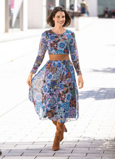 Kleid mit farbbrillantem Inkjet-Druck 