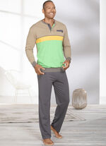 Schlafanzug mit Knopfleiste und offenen Beinabschl&uuml;sen 