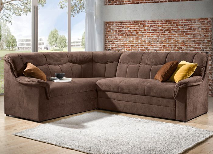 Frei im Raum aufstellbare Polsterecke mit Bettfunktion 