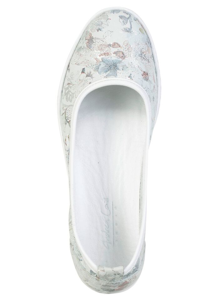 Andrea Conti, schicke Damen-Ballerinas, Weite G, mit herausnehmbarem Fu&szlig;bett ECRU-BUNT