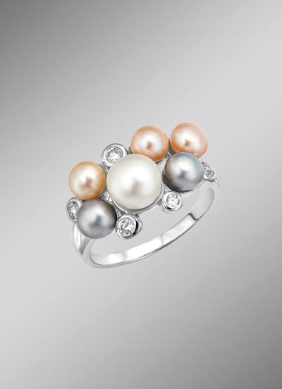 Perlenglanz und strahlende Eleganz: Damenring mit S&uuml;&szlig;wasser-Zuchtperlen 