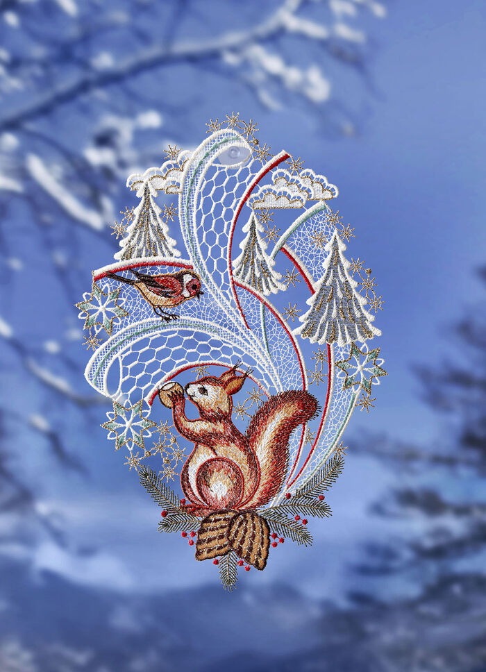 Fensterbild aus Plauener Spitze 