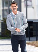 V-Pullover mit Strukturdessin HELLGRAU MELIERT