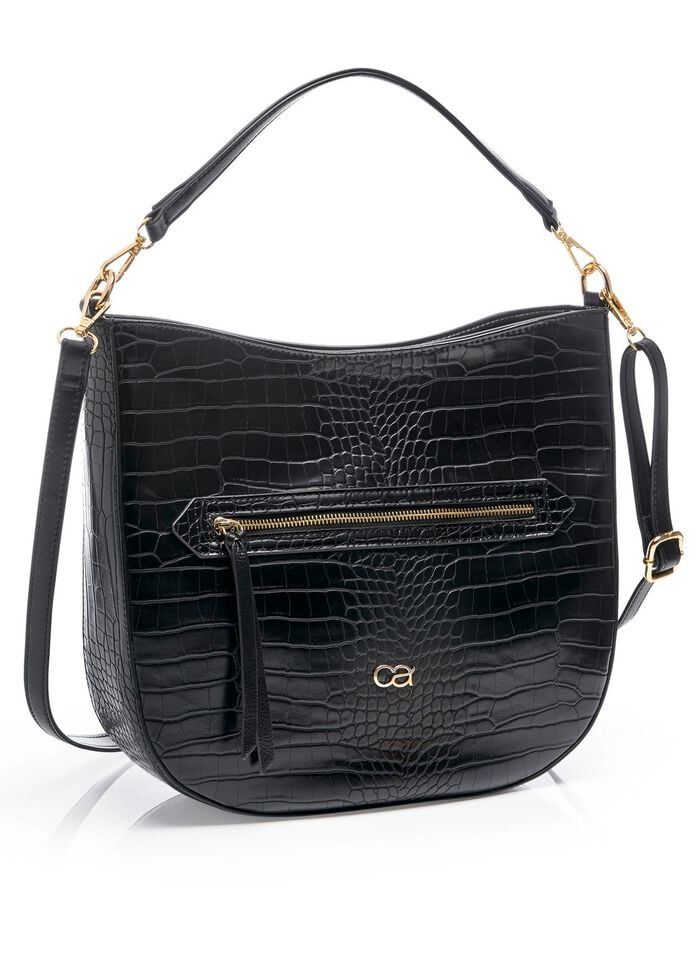 Collezione Allessandro Tasche aus krokogepr&auml;gtem Synthetikmaterial SCHWARZ