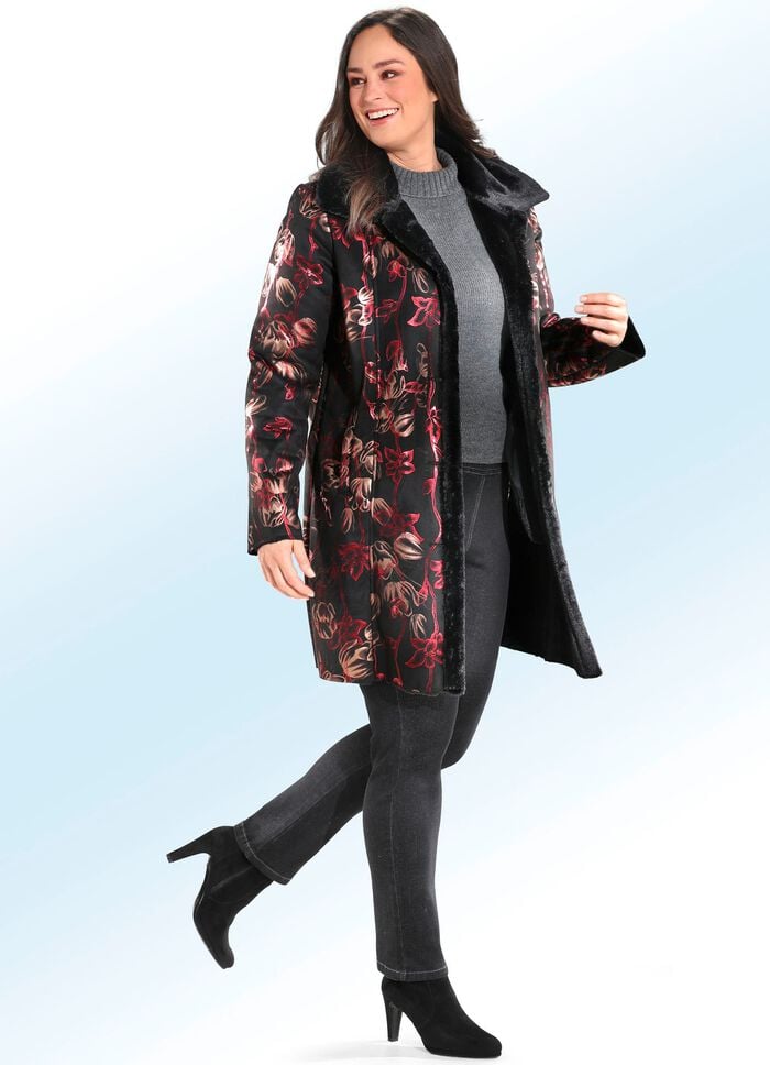 Kurzmantel mit au&szlig;ergew&ouml;hnlichem Bl&uuml;tendessin 