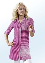 Figur umspielende Longbluse FUCHSIA-WEISS