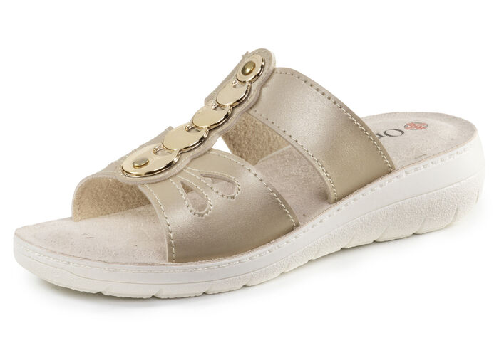 Pantolette mit glänzendem Schmuck GOLDBEIGE